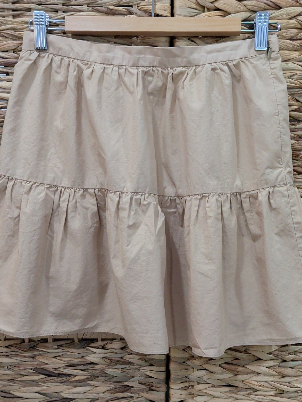 Madewell Beige Tiered Mini Skirt 100% Cotton Size 2